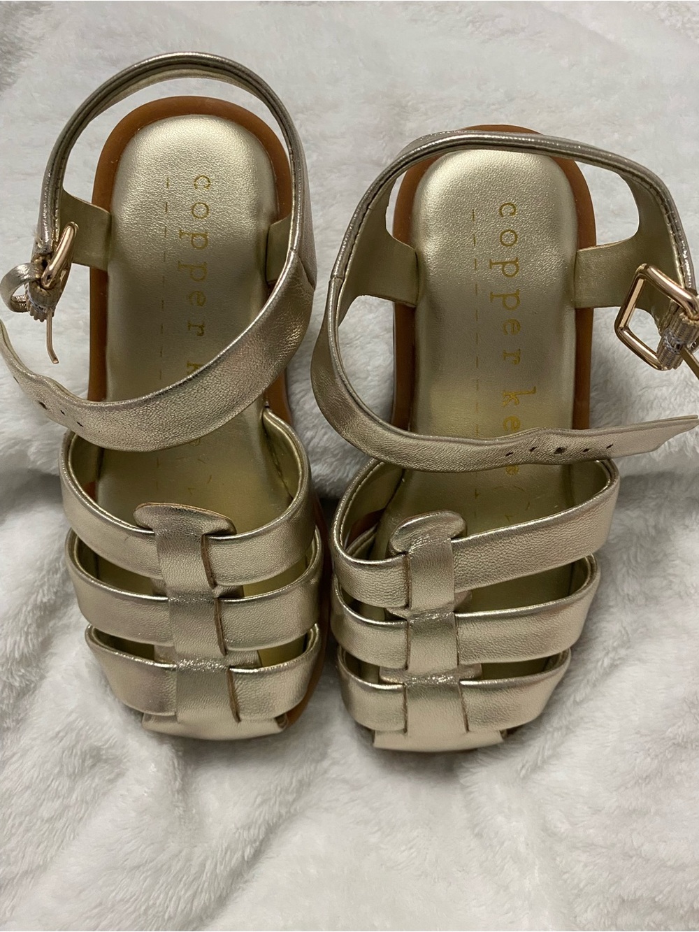 Copper Key Girls Metallic Gold Strappy Sandals